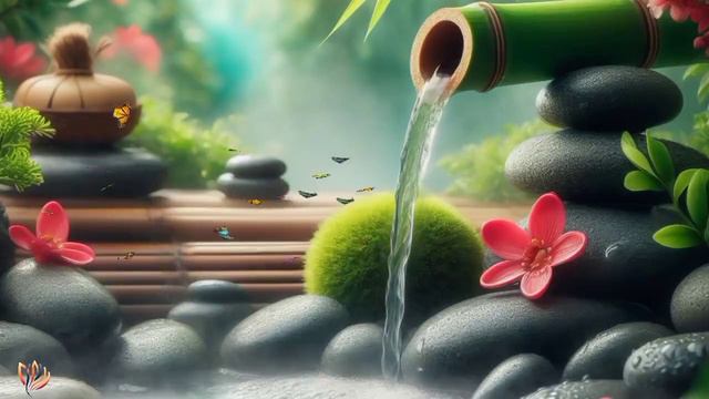 Relaxing piano music 🌿 Water sound flowing 🌿 Music for meditation, sleep deeply