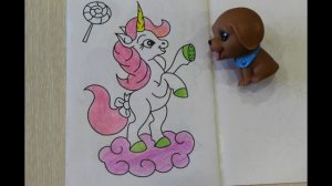 Розовый единорог, пони, лошадка с конфетой и красивой причёской, раскраска для детей