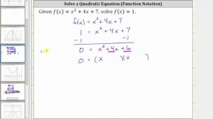 Dado f (x) = x ^ 2 + 4x + 7, resuelve f (x) = 1 (sin soluciones racionales reales)