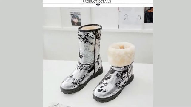 Теплые женские ботинки на плоской подошве с цветочным принтом Winter Women's Shoes with Floral Prin смотреть онлайн