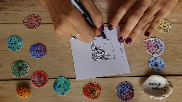 Уроки зентангла. Тангл Diva dance смотреть онлайн