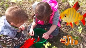 Настя Папа Полина и Матвей на рыбалке