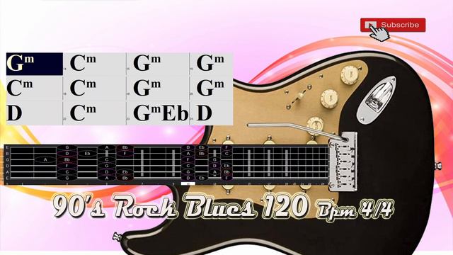 90s Rock Blues in G-Minor / B Major | Pentatonic| 120 Bpm 4/4 Backing Track Jam смотреть онлайн