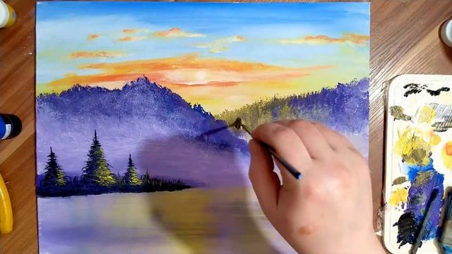 Сосна. Рисунок акрилом.Pine tree. Acrylic drawing.松の木。 アクリル絵具。 смотреть онлайн