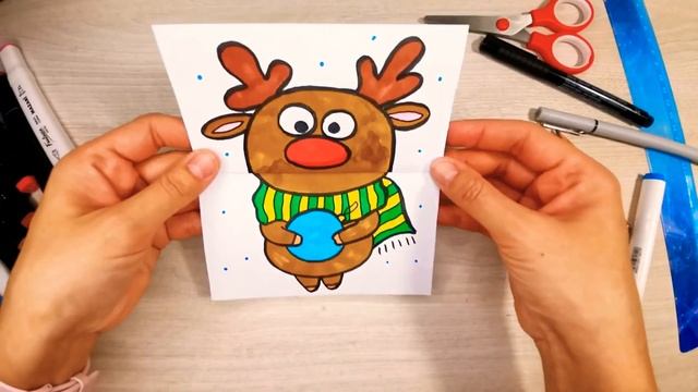 Новогодняя открытка своими руками/открытка сюрприз/открытка новогодняя/открытка новый год