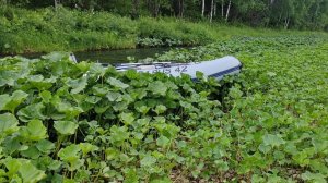 Томь. Рыбалка Июль 2023. Поднимаемся на водомете по реке Большая Осипова, Врезались в берег.