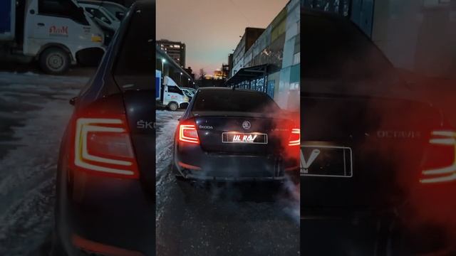 ШКОДА ОКТАВИЯ  - РАЗДВОЕНИЕ ВЫХЛОПА И НАСАДКИ АКРАПОВИЧ