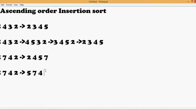 Ascending order using Insertion sort смотреть онлайн