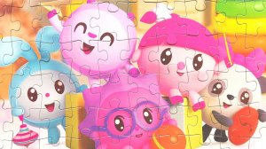 Малышарики Барашик, Крош, Ежик, Пандочка и Нюша. Собираем пазлы для малышей из мультика Малышарики.