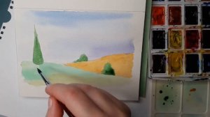 Рисуем пейзаж акварелью?☀️ Акварель для начинающих?