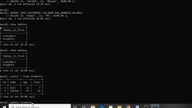 Updating values into the table SQL
