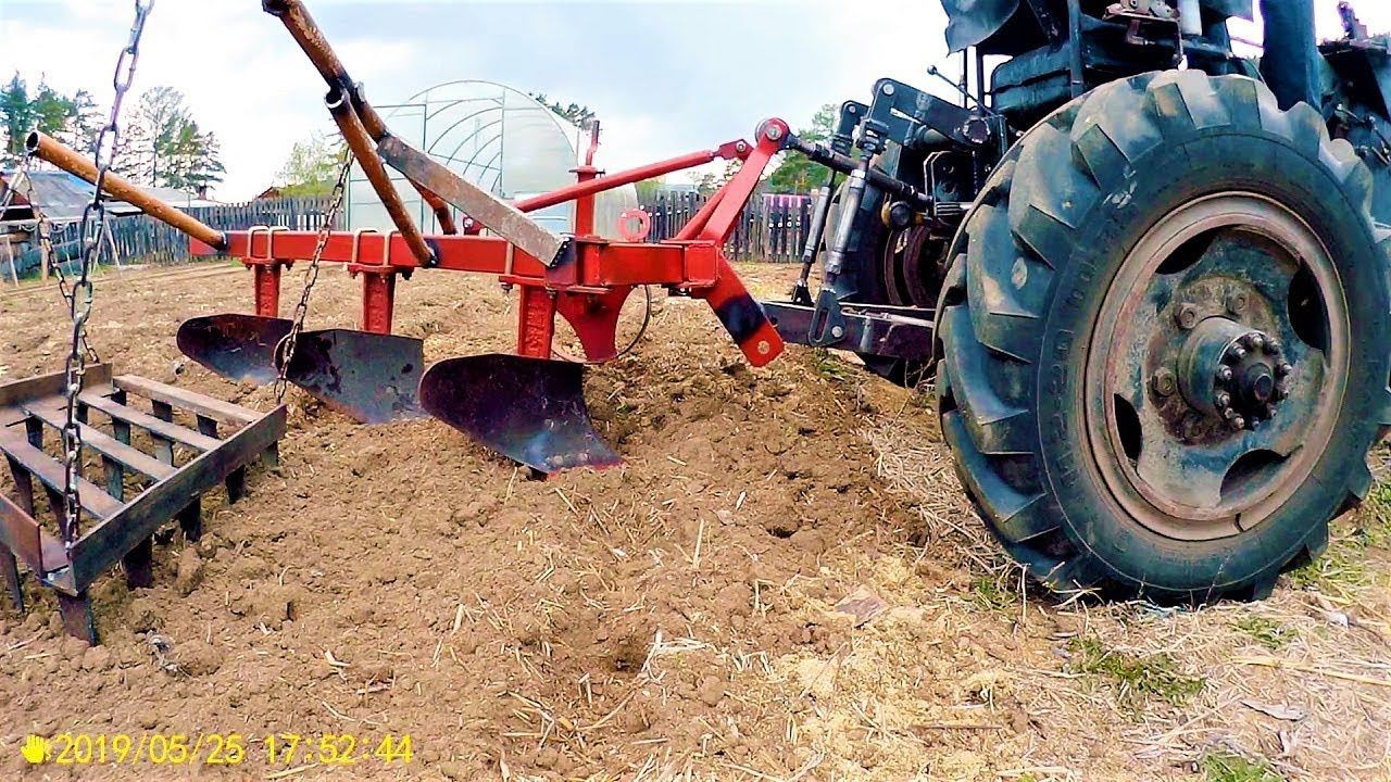 Купил плуг. Пробую пахать. смотреть онлайн