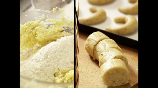 Печенье "Полумесяцы". Ванильное печенье рецепт. смотреть онлайн
