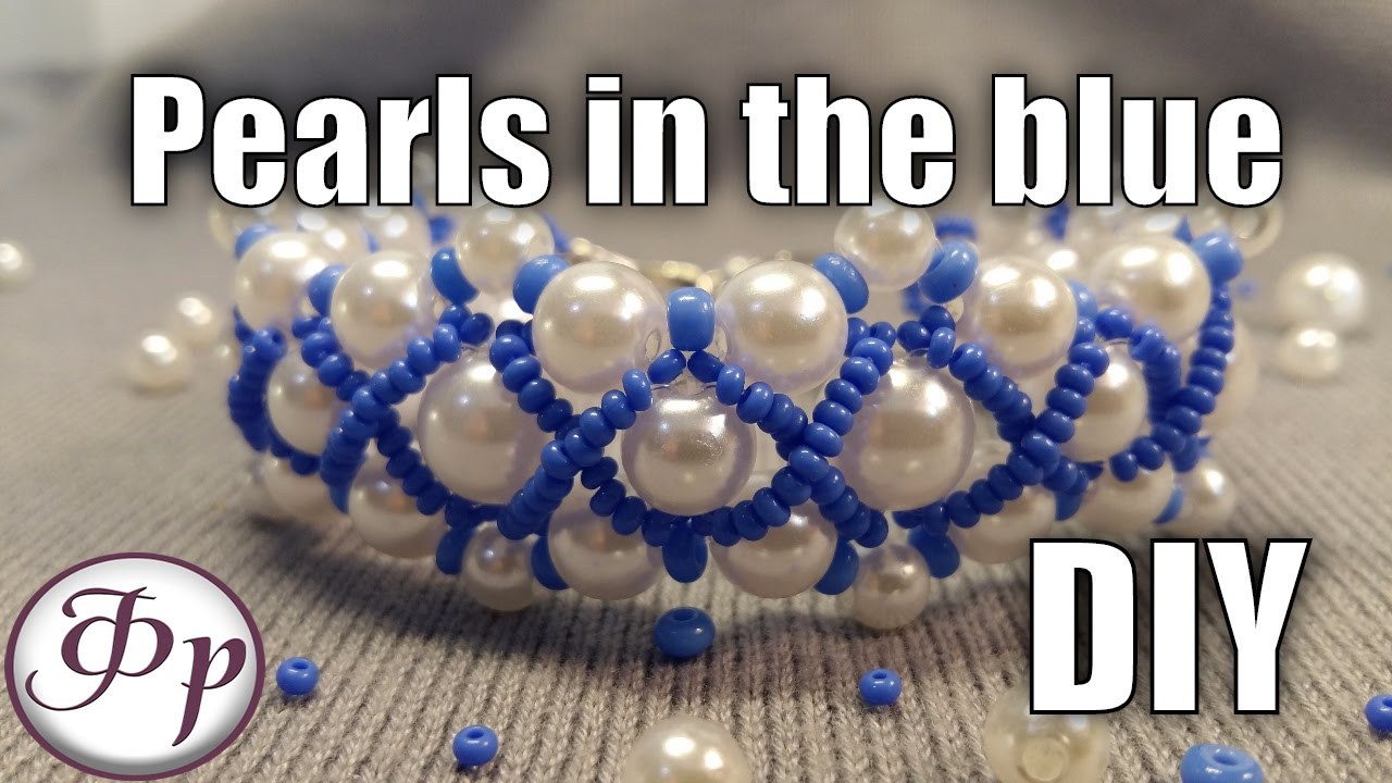 DIY. Браслет из бисера и бусин 'Жемчуг в голубом' смотреть онлайн
