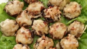 Шикарная закуска . Фаршированные шампиньоны в духовке