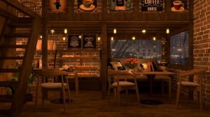 Rainy Jazz Cafe 4K - Slow Jazz Music in Coffee Shop Ambience for Work, Study and Relaxation