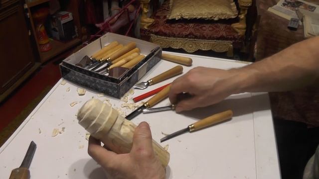 резьба по дереву, как сделать резной посох своими руками,объемная резьба по дереву часть 1