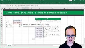 Como Contar Dias Úteis no Excel e Finais de Semana