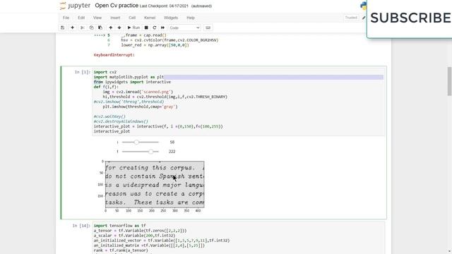 Opencv thresholding realtime gui in jupyter python