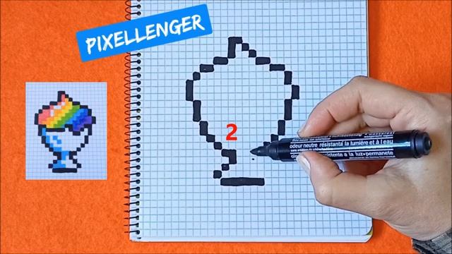 Как рисовать по клеточкам Радужное Мороженое Простые рисунки How to Draw Rainbow Ice Cream Pixel Ar
