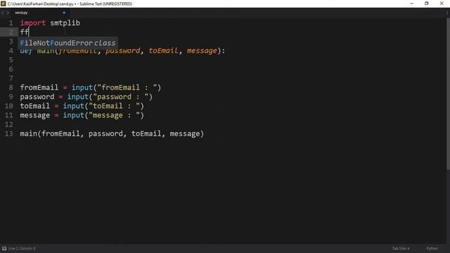 Sending an email from python (Gmail + Python)