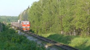 Тепловоз ТЭП70БС-252 на перегоне Шарлово - Вешкайма