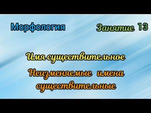Занятие 13. Неизменяемые имена существительные