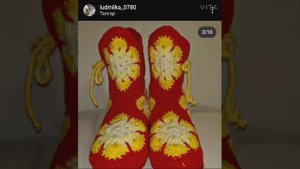 Сапожки из мотивов крючком