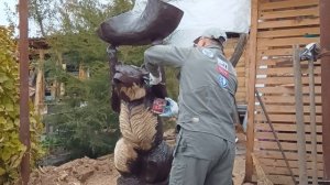 Покрытие деревянной скульптуры маслом  osmo. Парковая скульптура. Резьба по дереву