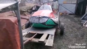 аэролодка, продолжение испытания с 9л,с.двигателем на воде.