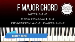 F Major Chord | Piano Lessons for Beginners in Hindi | Free Online Piano Lessons