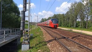 РЖД Электропоезд ЭШ2-001 Аэроэкспресс Москва - Шереметьево и поезд ЭП2Д-014