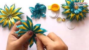 Резинки для волос из узких лент 1,2 и 0,6 см. Канзаши. МК. / DIY. Kanzashi. Scrunchy.
