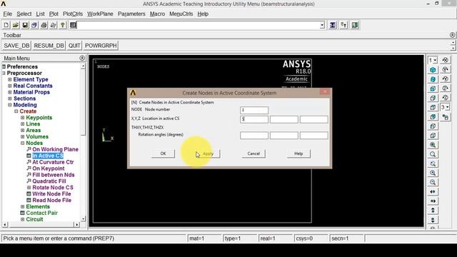 Beam structural analysis in ANSYS APDL