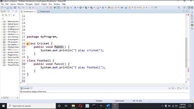 How multiple inheritance is possible in Java? | Through class or interface | complete program