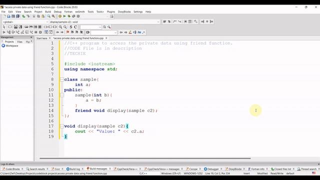 C++ program to access private data using friend function | C++ program | TECHIE