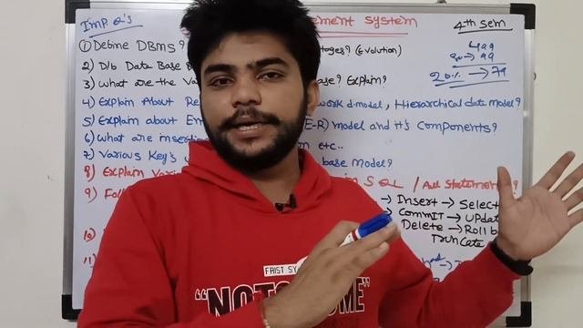 Data base management Degree 4th Sem | Degree 4th sem DBMS Important questions and explanation part-