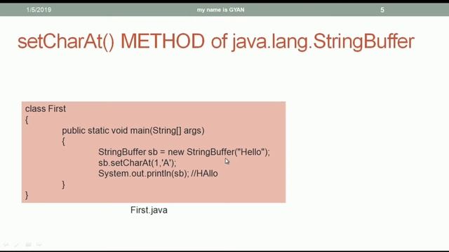 String API in Java | #32 | setCharAt() Method of the StringBuffer Class in Java