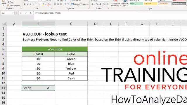 VLOOKUP Text Value in Excel