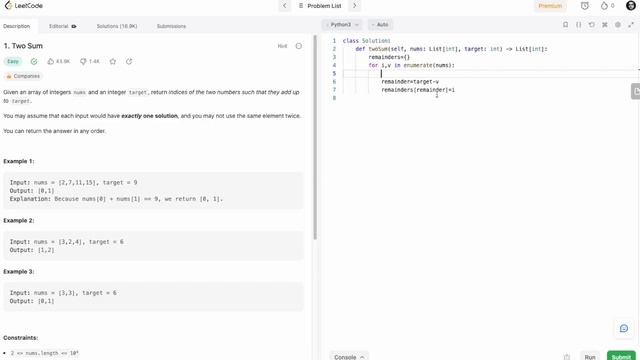 Two Sum - Arrays & Hashing - Python Leetcode