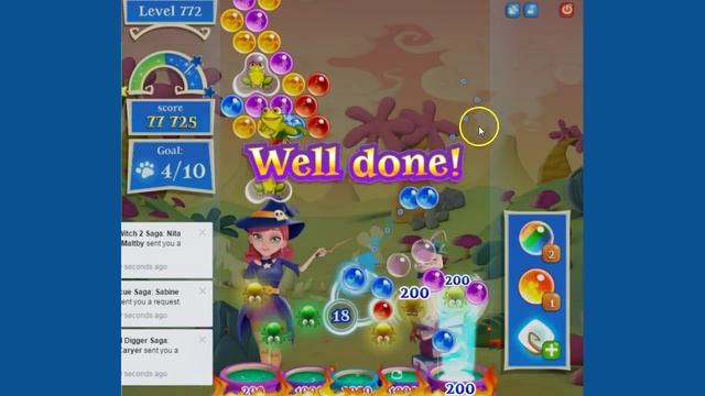 Bubble Witch 2 Saga Level 772 - no boosters смотреть онлайн