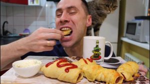 СЕМЕЙНЫЙ МУКБАНГ СОСИСКИ В ТЕСТЕ / MUKBANG SAUSAGES / eating show / 먹방
