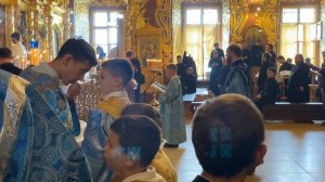 Алтарник нашего храма Кирилл Густов, читает апостол на детской Литургии в Троице-Сергиевой лавре.