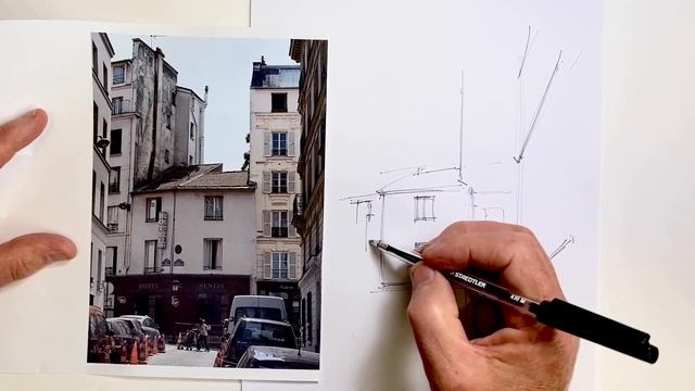 How to Start and Plan a Drawing of a Paris Street - смотреть онлайн