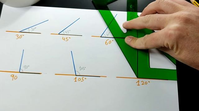 ÁNGULOS - con escuadra y cartabón ?? 30°, 45°, 60°, 75°, 90°, 105°, 120°, 135°, 150°, 165°, смотреть онлайн