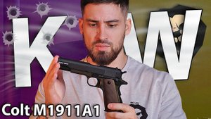 Страйкбольный пистолет KJW Colt M1911A1 (6 мм, Gas, GBB, олива) видео обзор