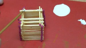 Домик из спичек на клею | Не стандартный способ сборки спичечного домика с клеем