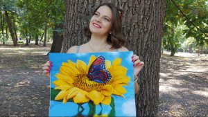 Вышивка крестом Наволочка декоративная Подсолнух