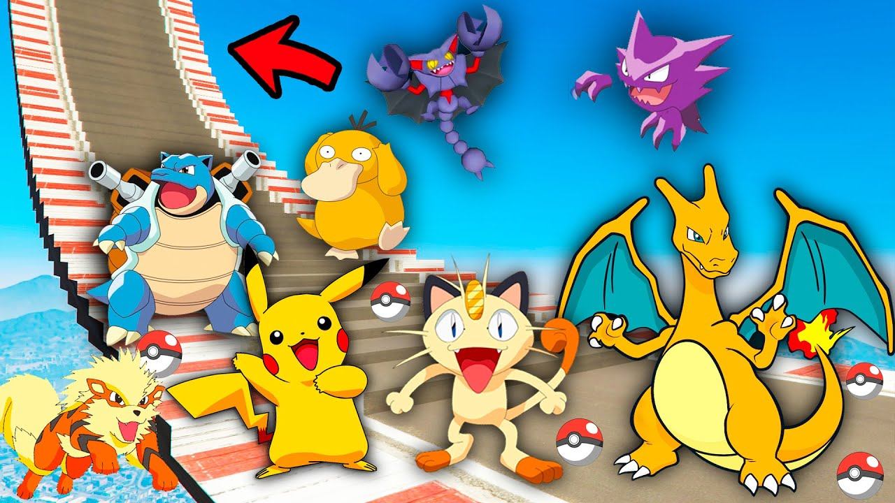 КАК ДАЛЕКО ПОКЕМОНЫ СМОГУТ ЗАБРАТЬСЯ ПО СТУПЕНЬКАМ ЛЕСТНИЦЫ В ГТА 5 МОДЫ! ПИКАЧУ ЭКСПЕРИМЕНТЫ GTA 5 смотреть онлайн