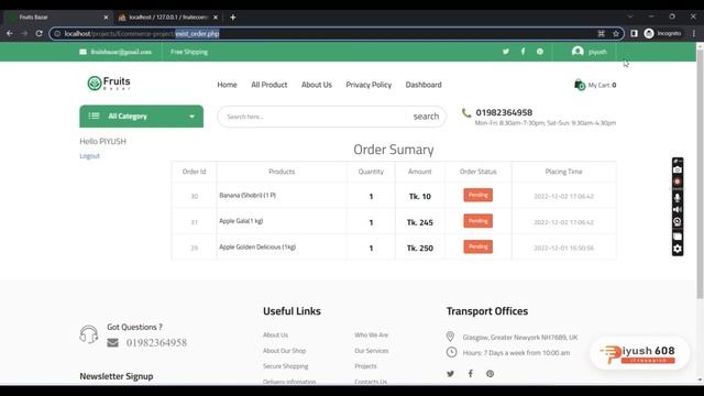 Download Free Fruit Ecommerce Website with Source code